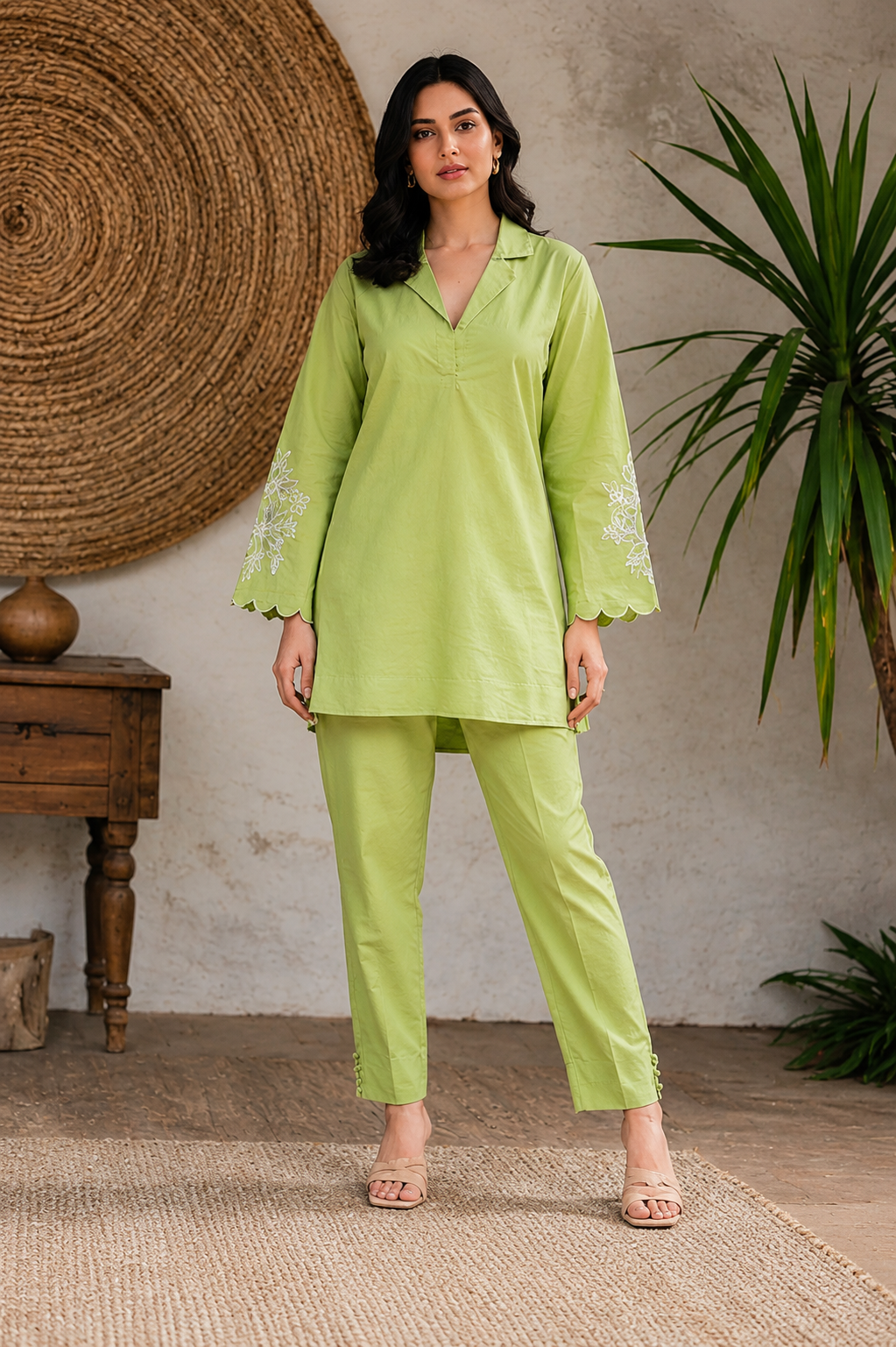 Pistachio Green Cotton Co-Ord Set
