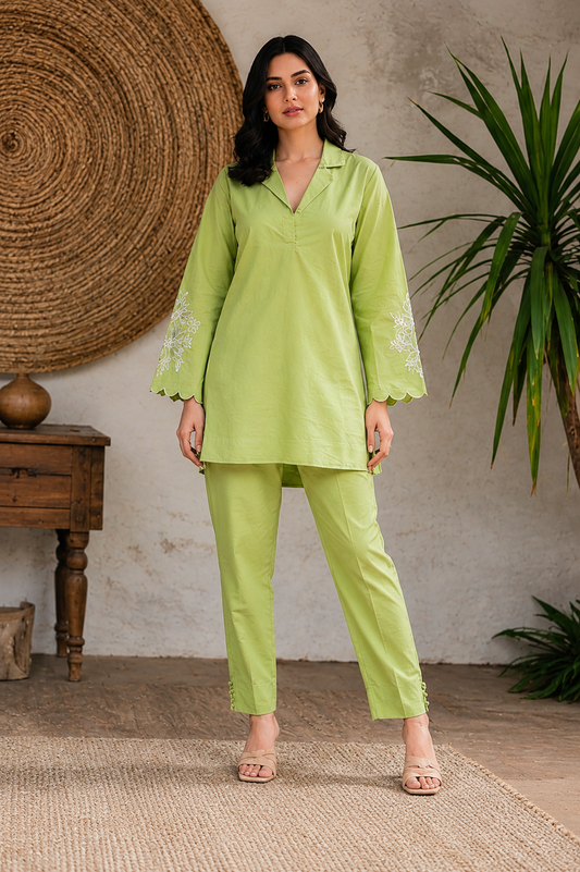 Pistachio Green Cotton Co-Ord Set