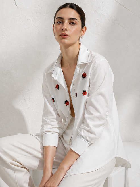Ladybug Cotton Shirt – Women’s Casual Smart Shirt
