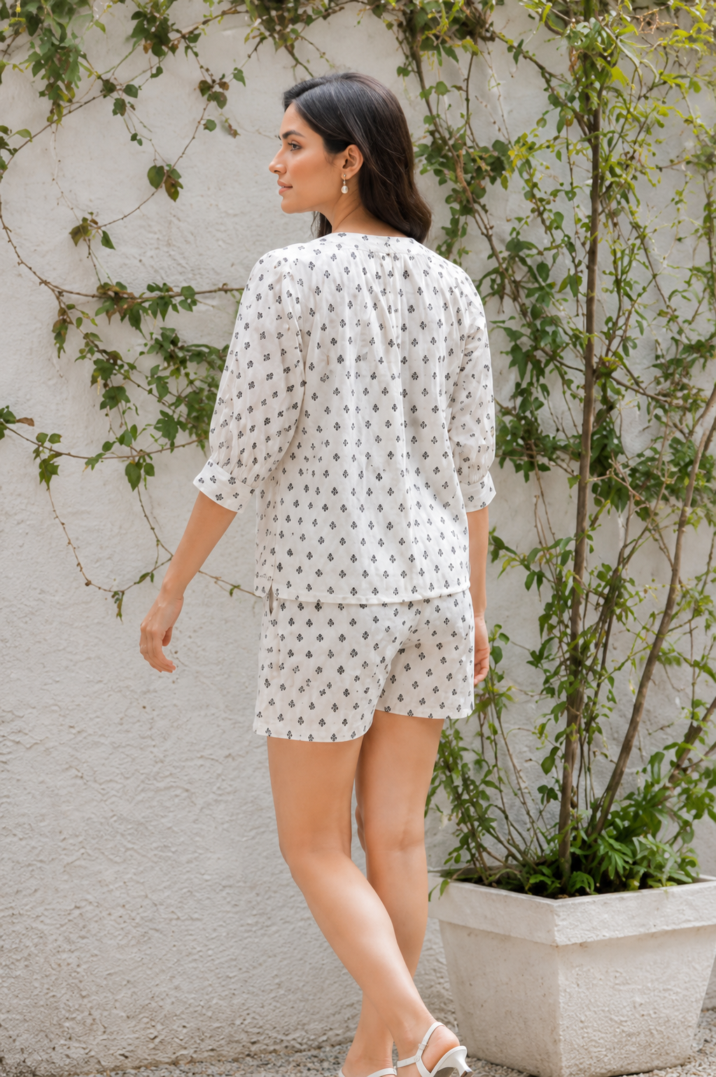 Women’s White Printed Cotton Co-Ord Set