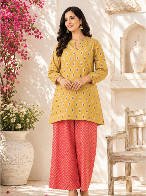 Gulnaar Mustard Kurta Set