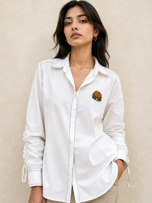 White Burger Patch Shirt