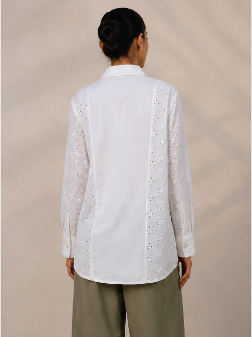 White Schiffli Cotton Shirt