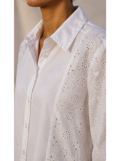 White Schiffli Cotton Shirt