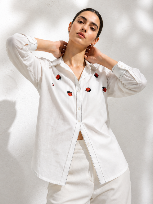 Ladybug Cotton Shirt – Women’s Casual Smart Shirt