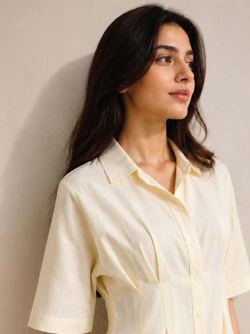 pastel yellow Lace Serenity Midi Dress