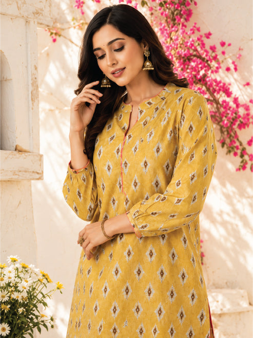 Gulnaar Mustard Kurta Set