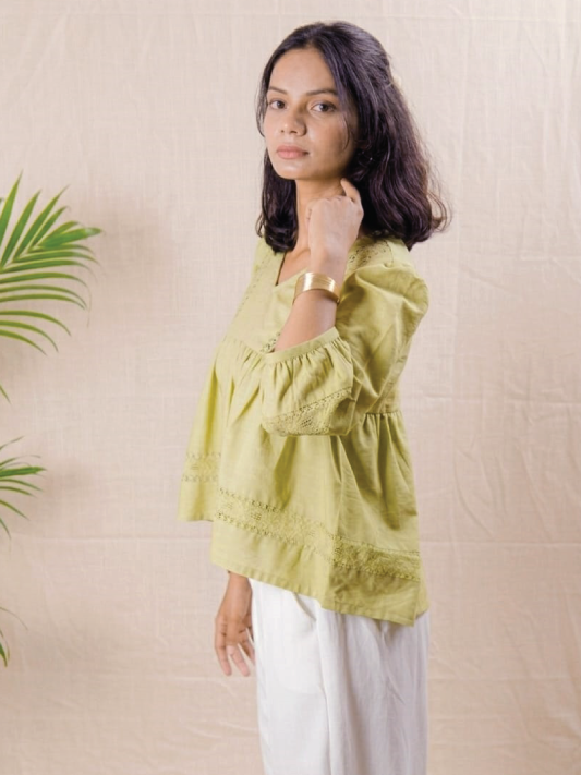 Lime Boho Top