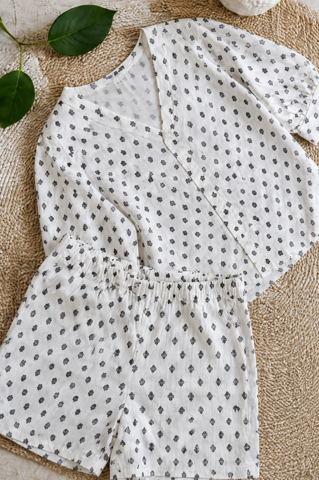 Women’s White Printed Cotton Co-Ord Set
