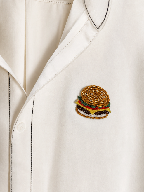 White Burger Patch Shirt