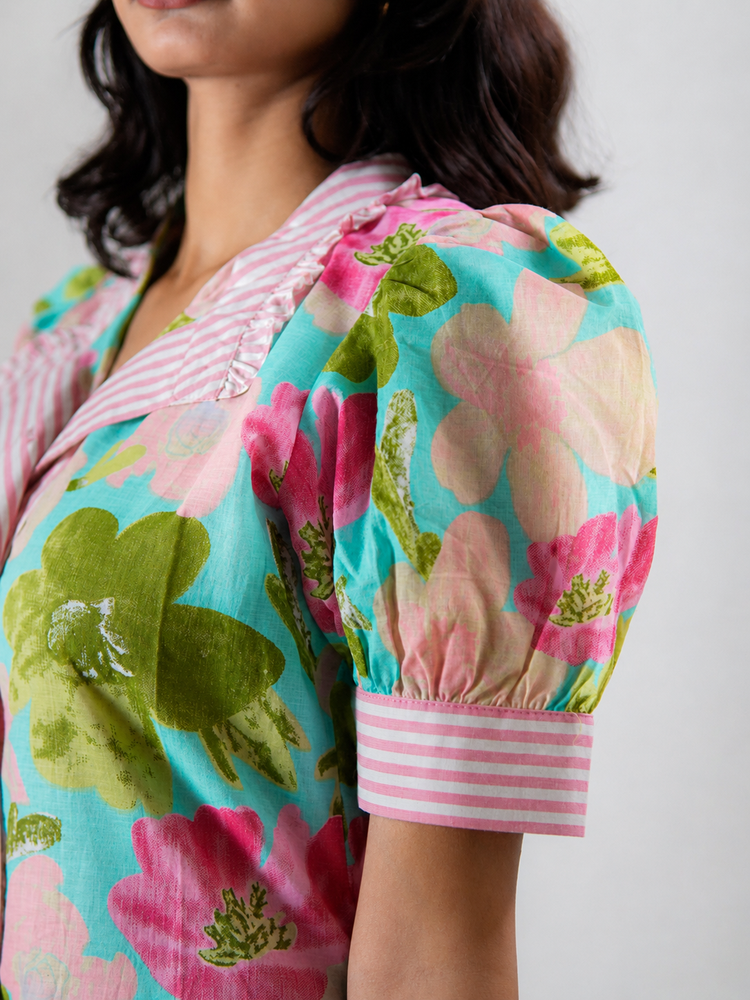 Floral Printed Cotton Shirt Dress for Women – Blossom Breeze