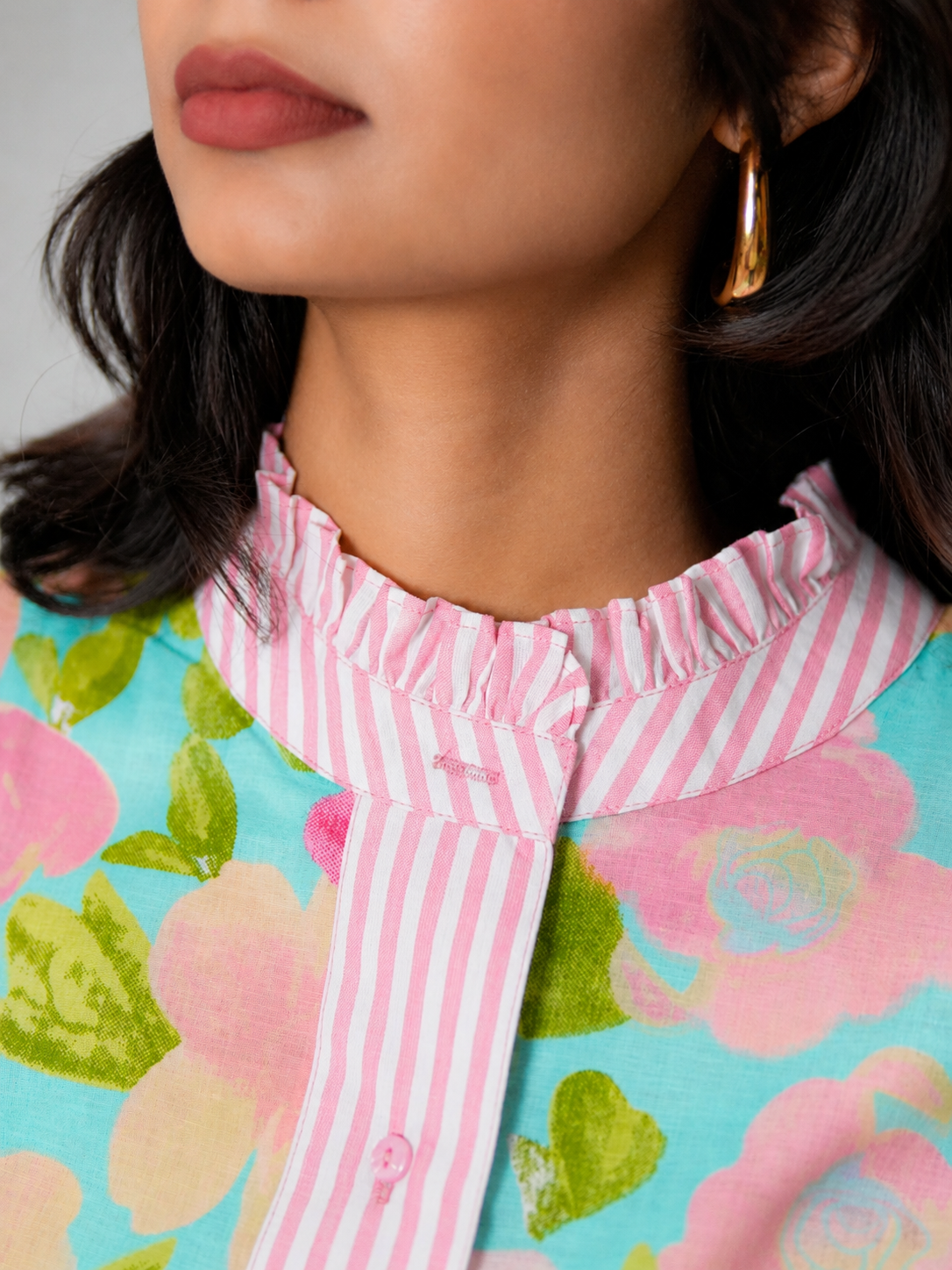 Floral Printed Cotton Shirt Dress for Women – Blossom Breeze