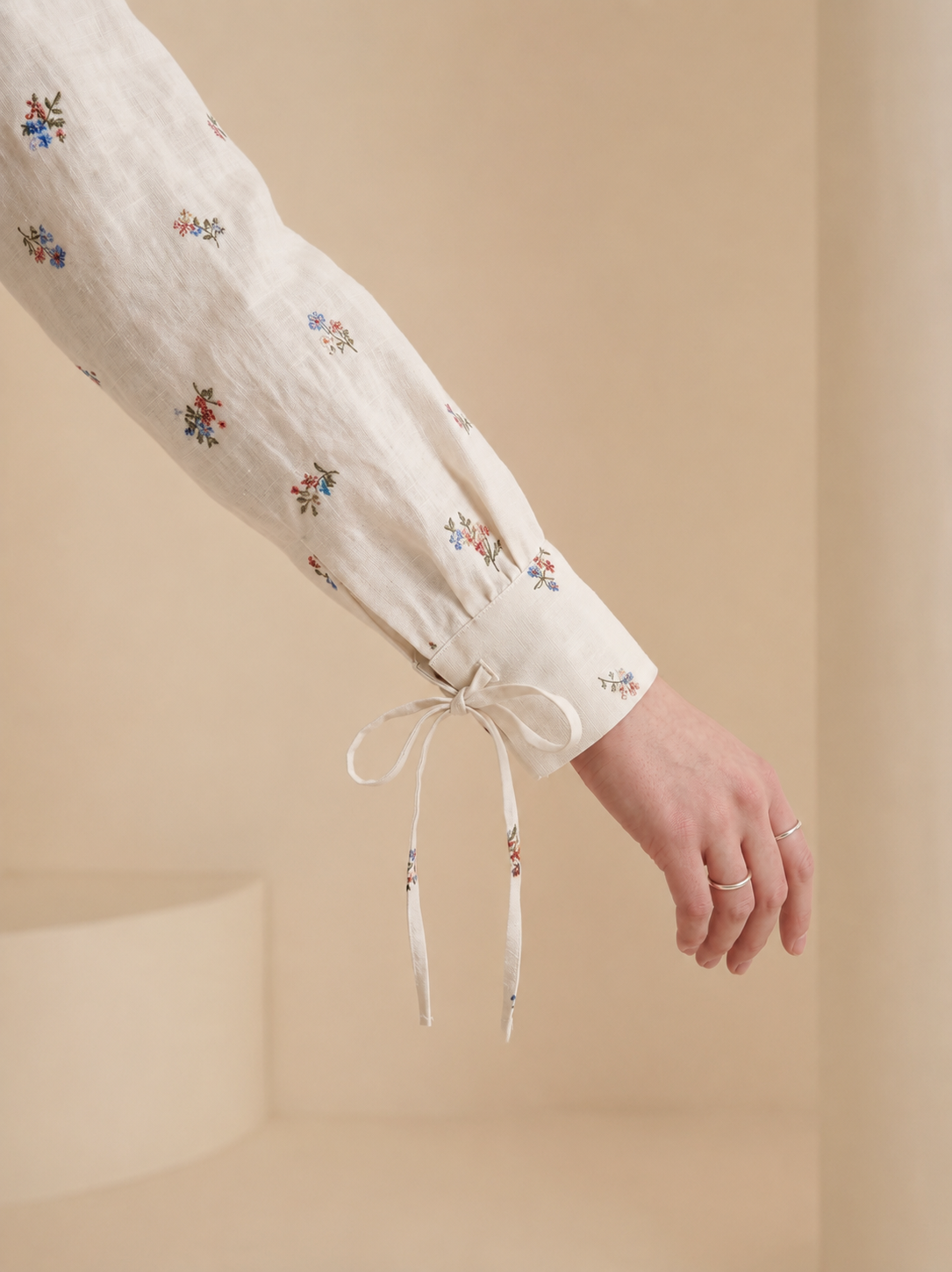 Soft Ivory Floral Relaxed Shirt