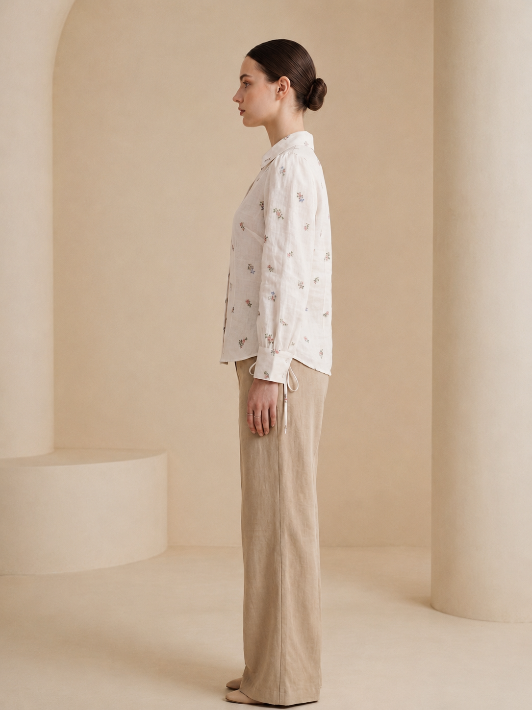 Soft Ivory Floral Relaxed Shirt